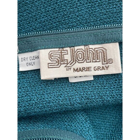 St. John by Marie Gray Women Dark Teal Santana Knit Long Sleeve Mock Neck Sweate - Picture 5 of 6